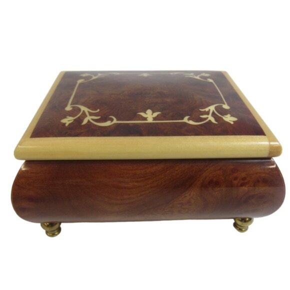 San Francisco Music Box Co. VINTAGE Inlaid Maple Wood Music Box, 4.5"x4"x2.5" - Picture 1 of 8